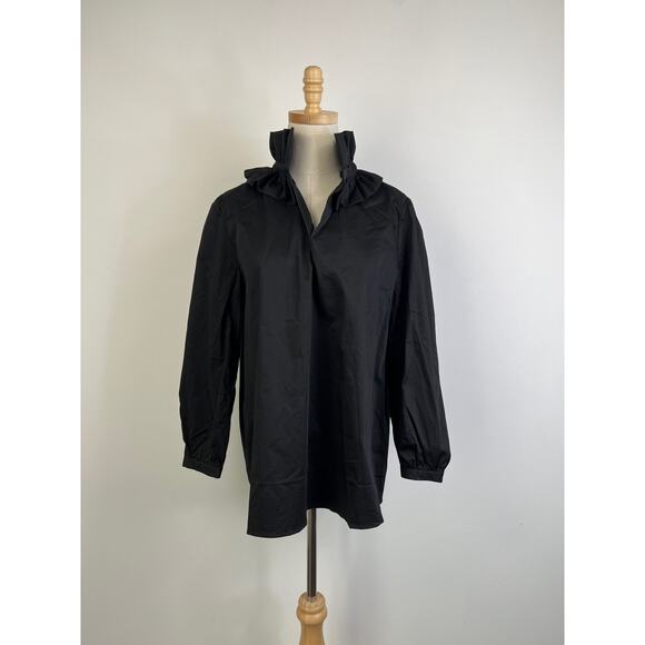 Tuckernuck Black Ruffled Mandarin Collar Blouse - Picture 8 of 9
